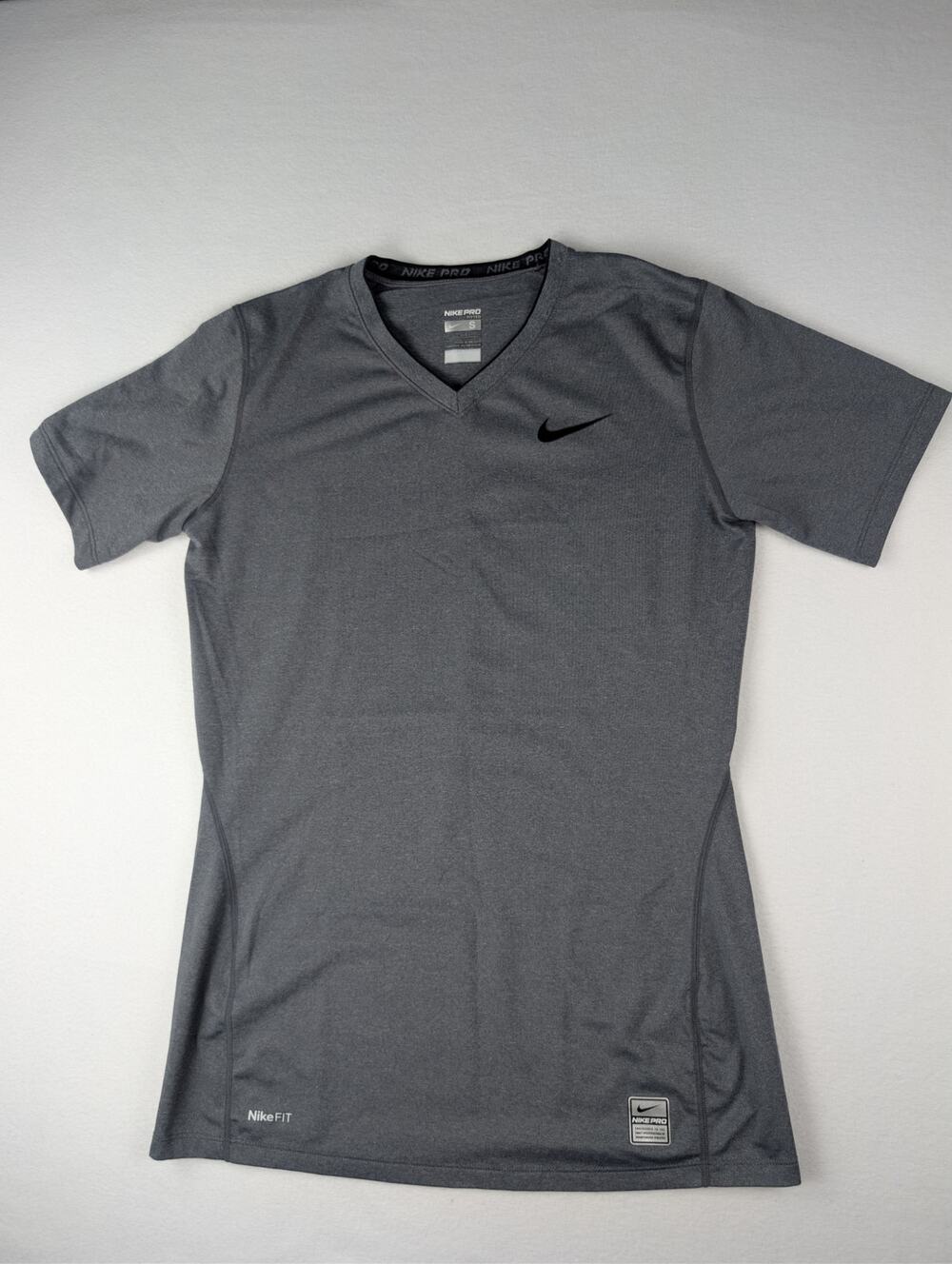 Nike Pro Dri-FIT Fitted Gray V-Neck Athletic Tee Women’s Small